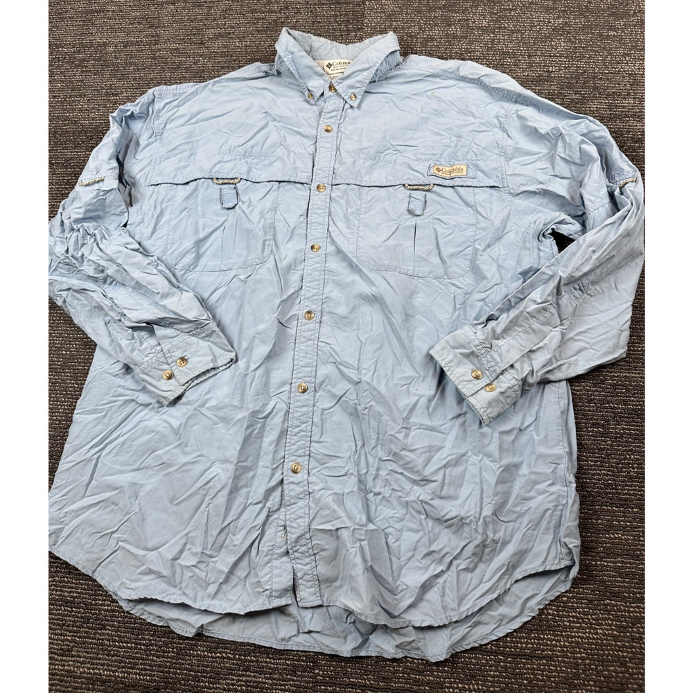 Columbia PFG Mens Long Sleeve Blue XL